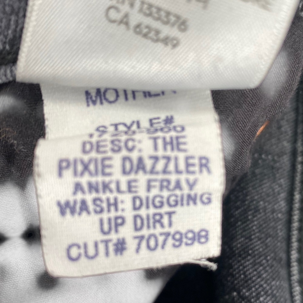 Mother The Pixie Dazzler Ankle Fray Digging Up‎ Dirt Grey High Rise Jeans 25 - Picture 7 of 14